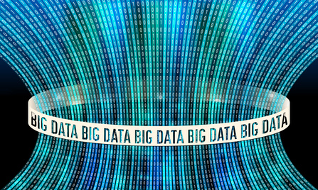 Futuristic vector backdrop and binary code and the words big data